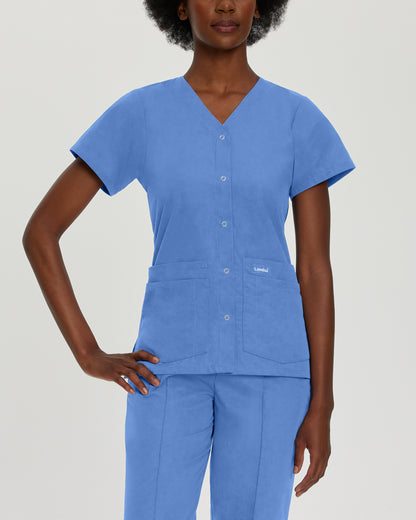 Essentials 8232 Women's 4 Pocket V Neck Scrub Top Ceil Blue Image