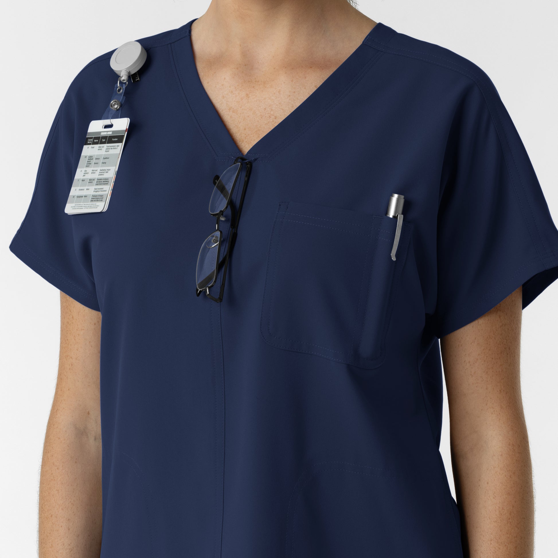 NURTUR 6280 Women's Drop Shoulder Tunic Scrub Top Navy