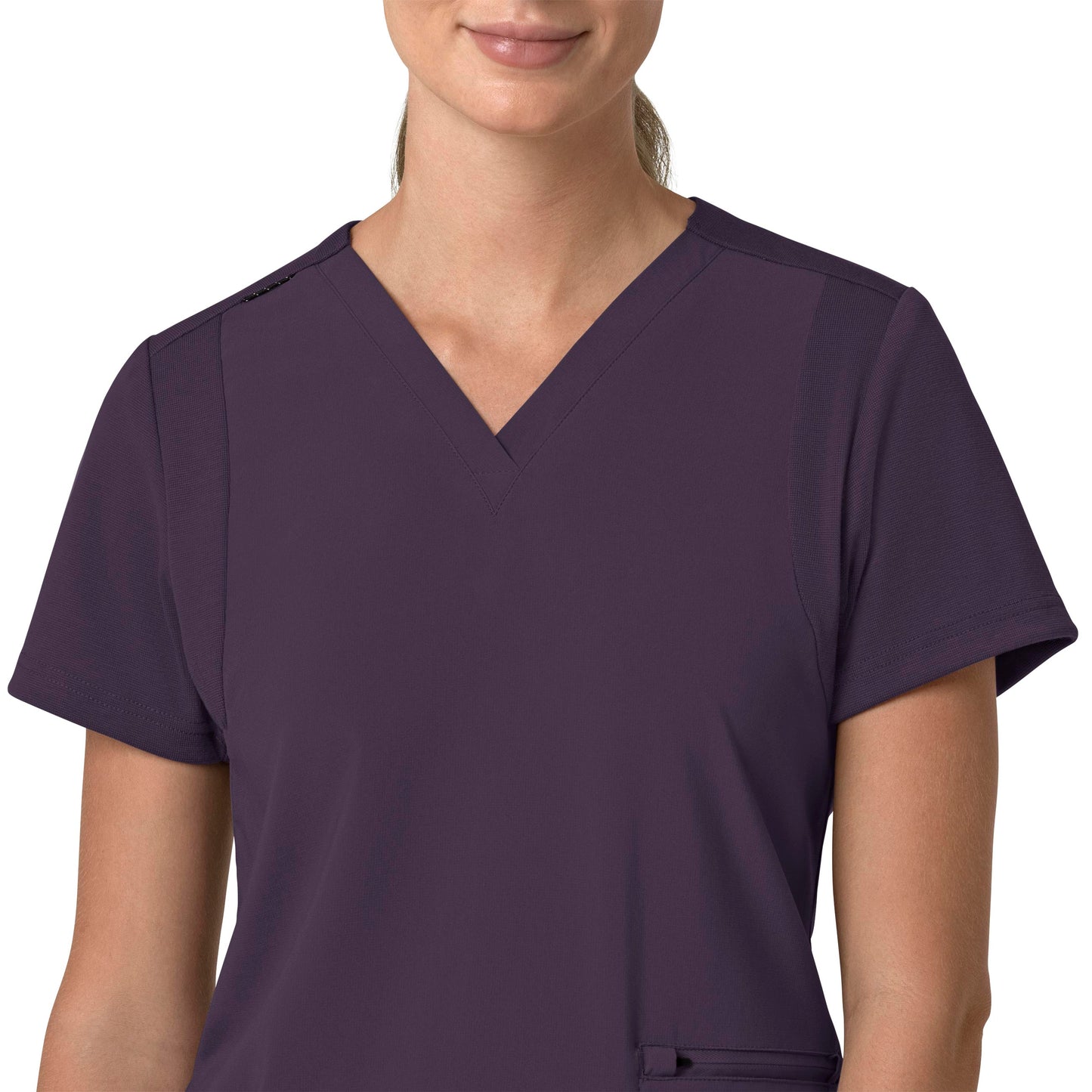 Force Cross-Flex C13210 Flex Panel V-Neck Scrub Top Black Plum Model Image Left Side | Carhartt