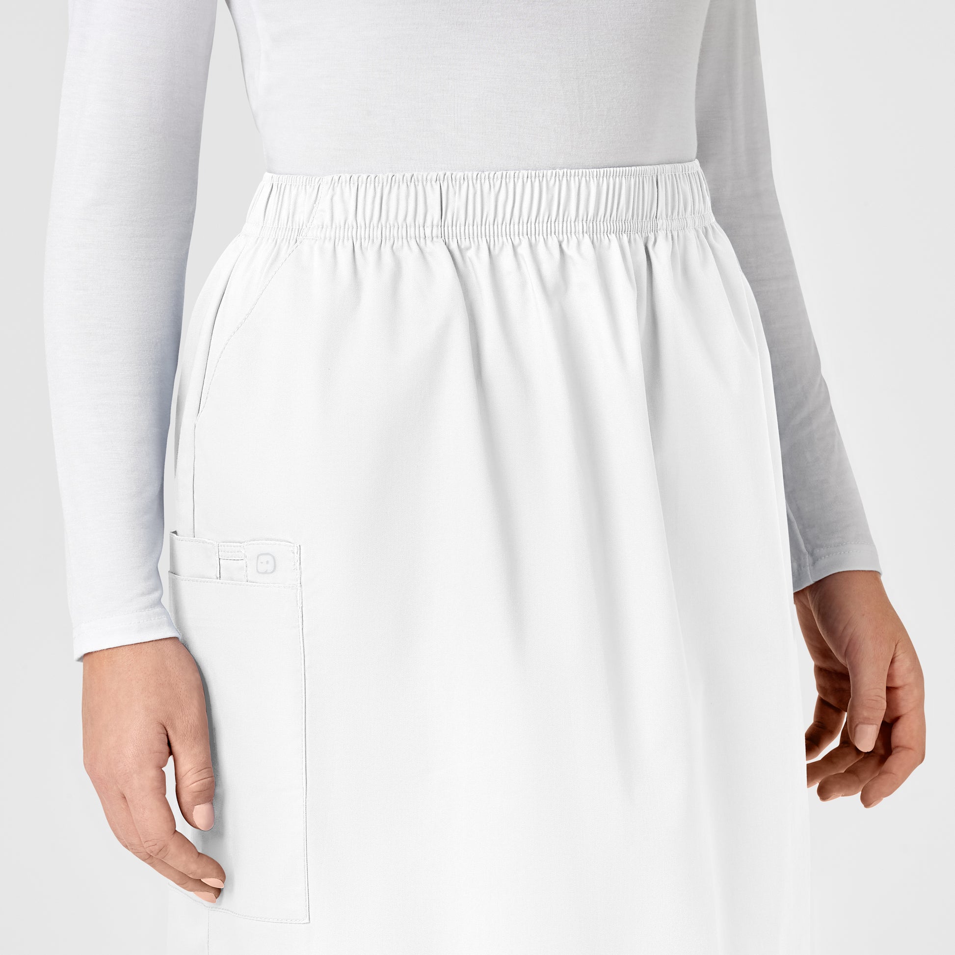 WonderWORK 701 Pull On Cargo Skirt White Model Image Alternate | Wink