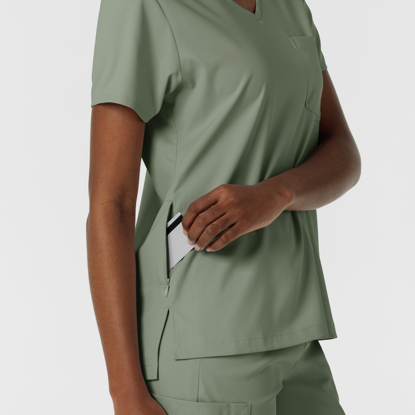 Boundless 6151 Tuck-In Scrub Top Sage Model Image Alternate | Wink