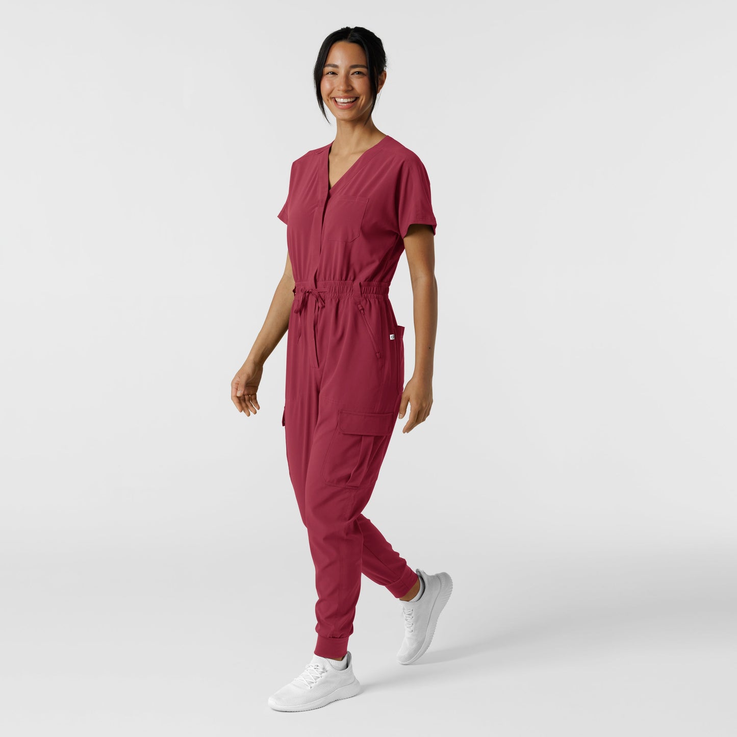 RENEW 3234 Women's Cargo Jogger Scrub Jumpsuit Ruby