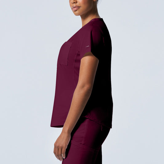 ProFlex LT107 Women's 2 Pocket V Neck Scrub Top Wine Image