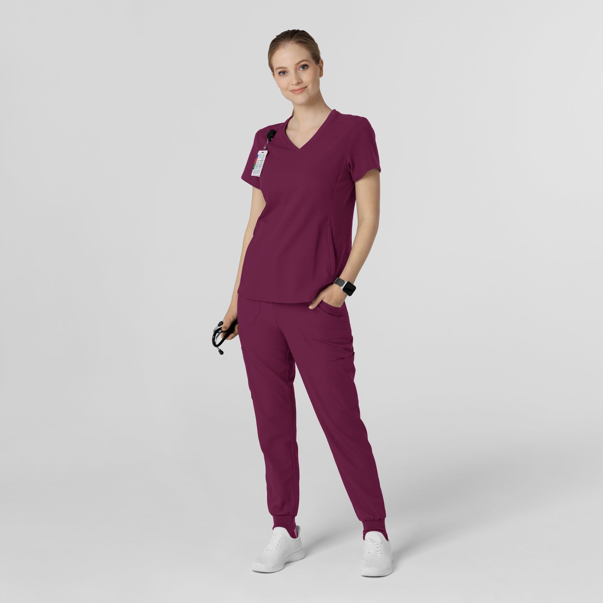 Thrive 5522 Convertible Stirrup Jogger Scrub Pants Wine Model Image Alternate | Wink