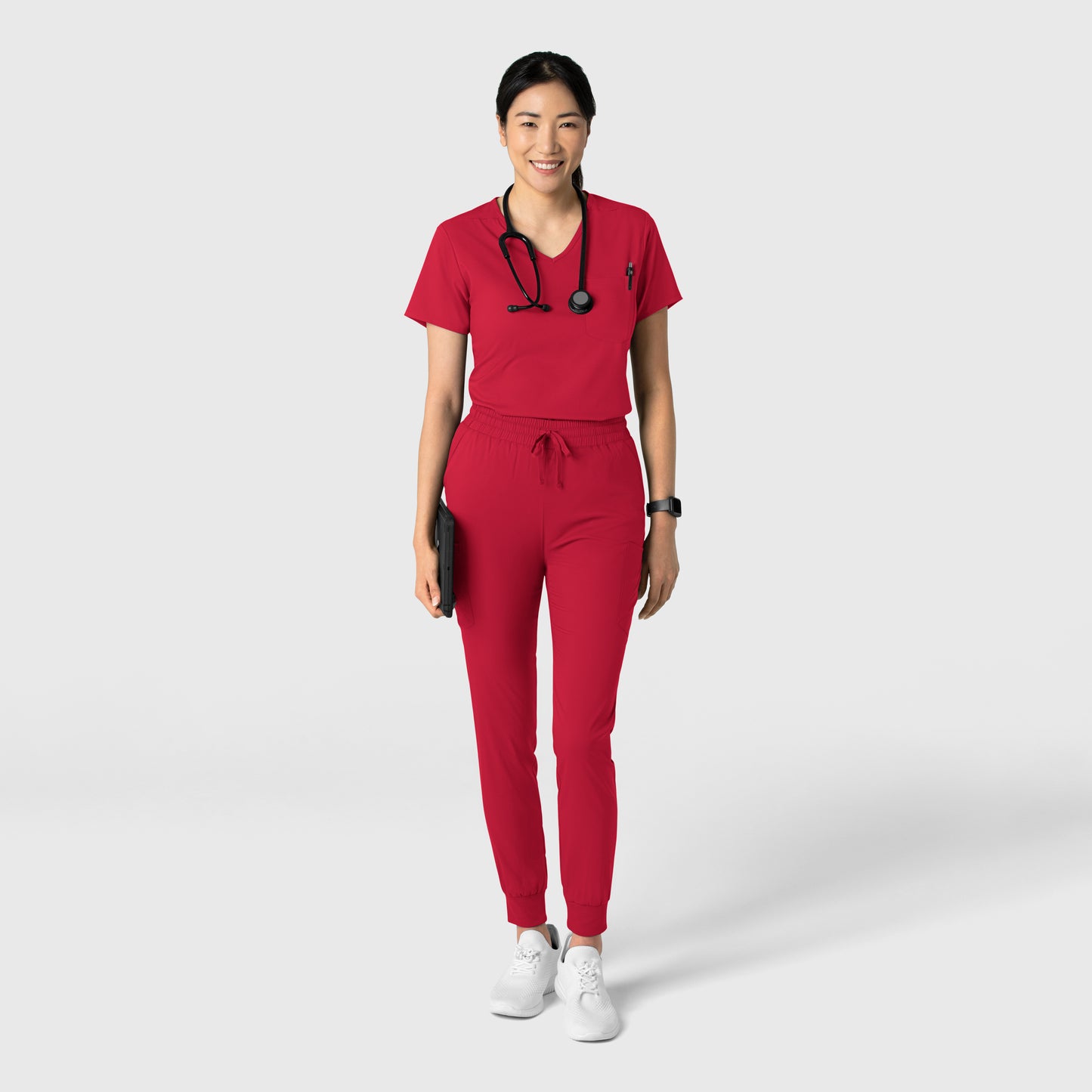 Boundless 6151 Tuck-In Scrub Top Red Model Image Alternate | Wink