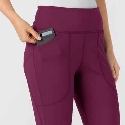 RENEW 5459 Knit Flare Yoga Scrub Pants Wine Model Image Alternate | Wink