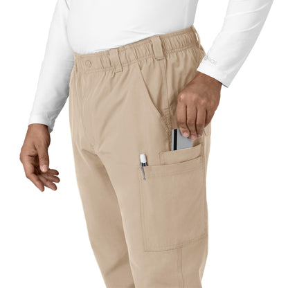 Force Essentials C56113 Men's Straight Leg Cargo Scrub Pants Khaki Model Image Left Side | Carhartt