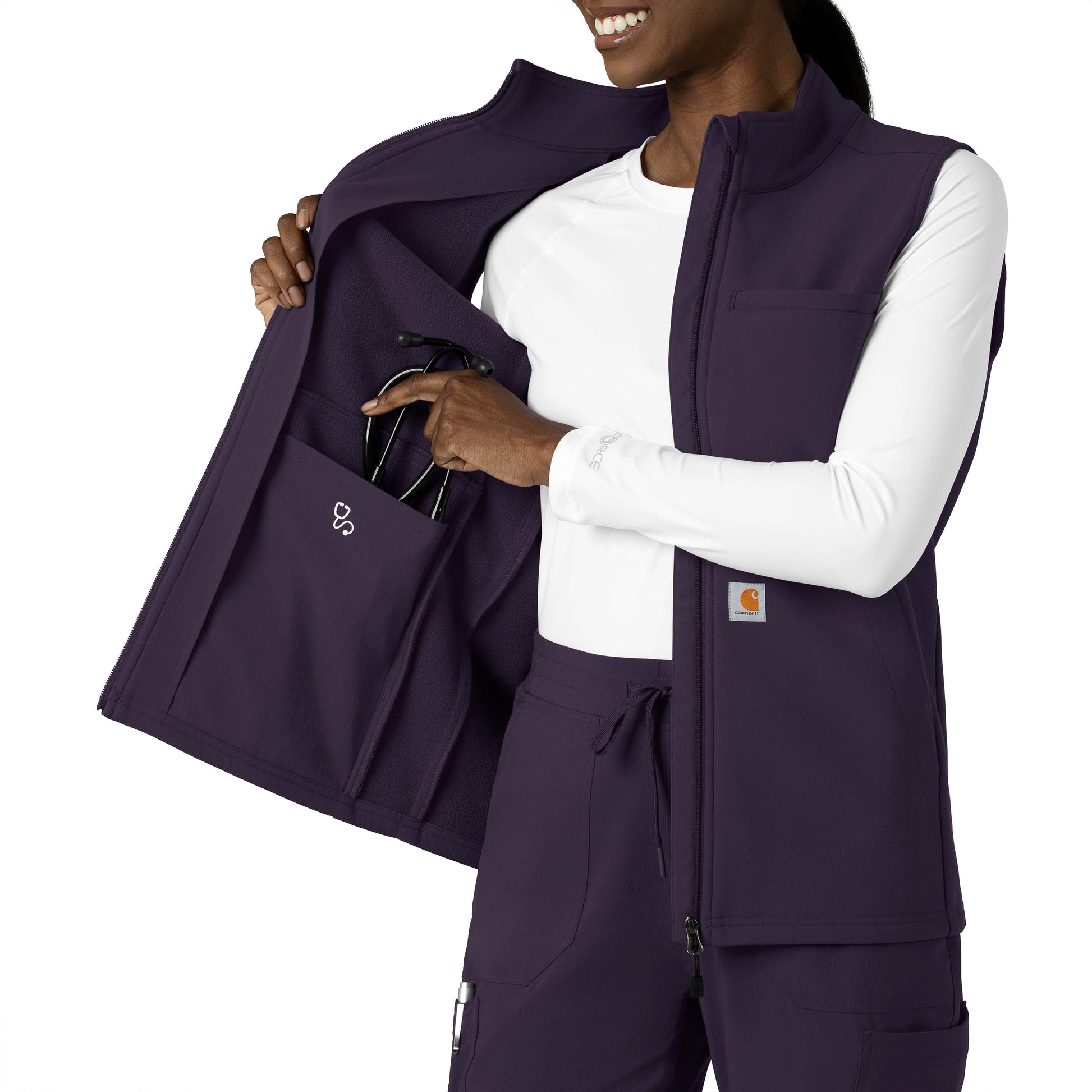 Rugged Flex C83023 Bonded Fleece Vest Black Plum Model Image Alternate | Carhartt