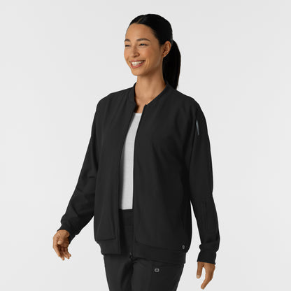 Layers 8066 Bomber Scrub Jacket Black Model Image Right Side | Wink