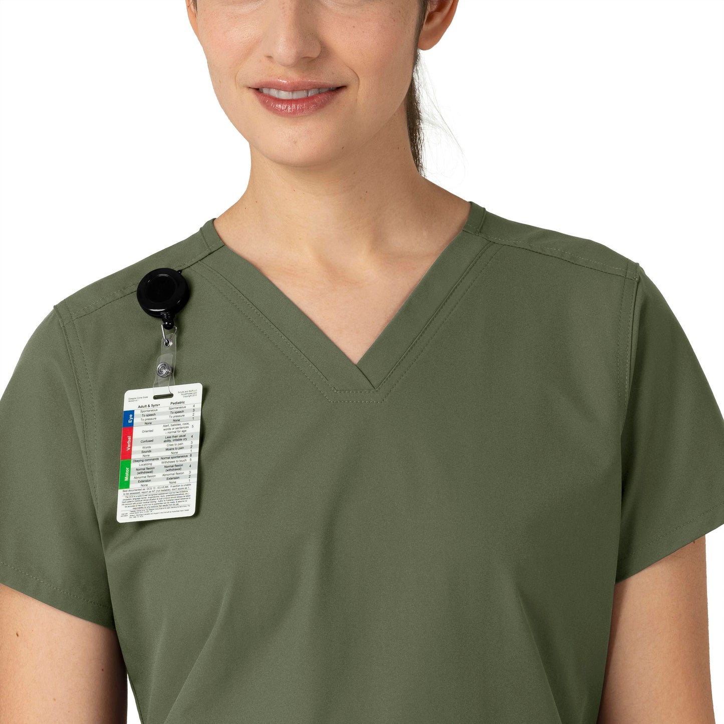 Force Essentials C12113 V-Neck Scrub Top Olive Model Image Alternate | Carhartt