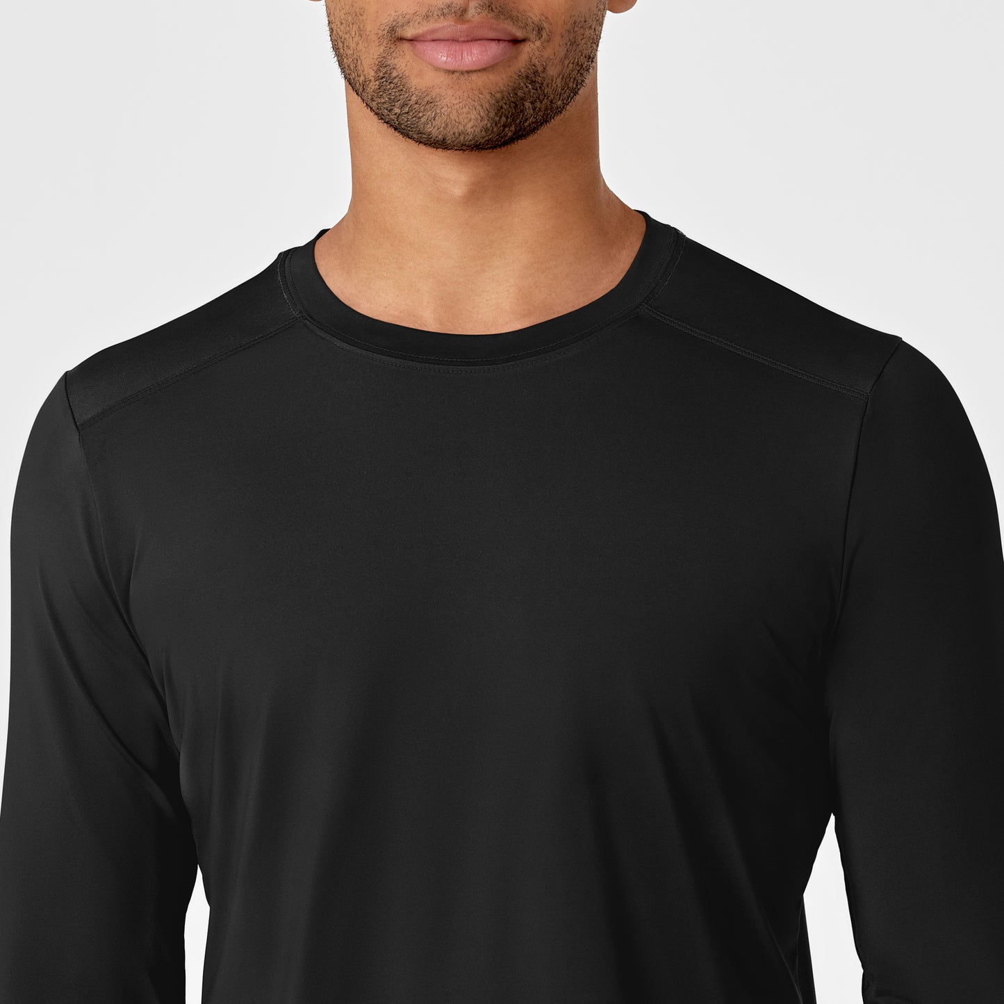 Layers 2629 Men's Performance Long Sleeve Tee Black Model Image Left Side | Wink