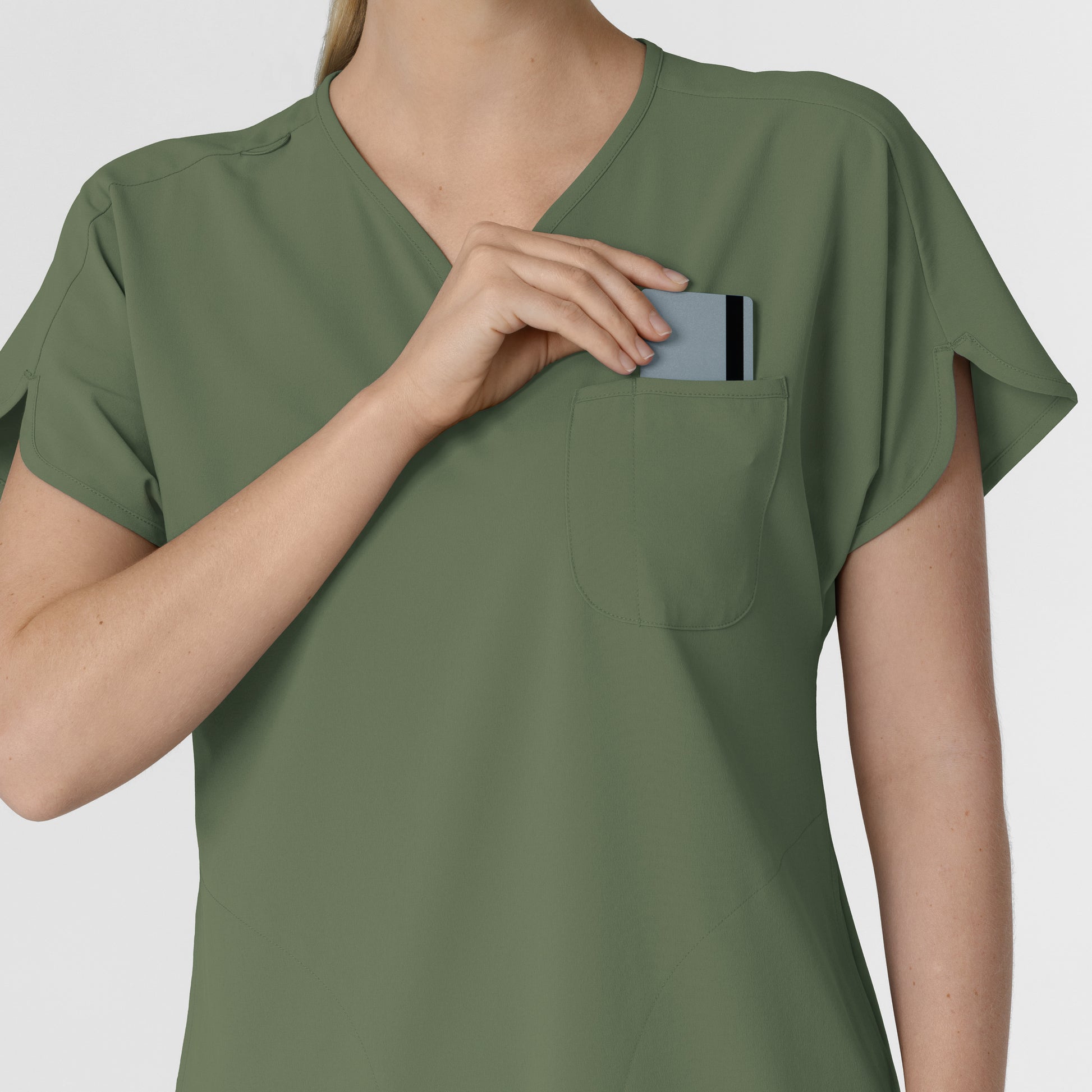 RENEW 6634 Dolman Scrub Top Olive Model Image Alternate | Wink