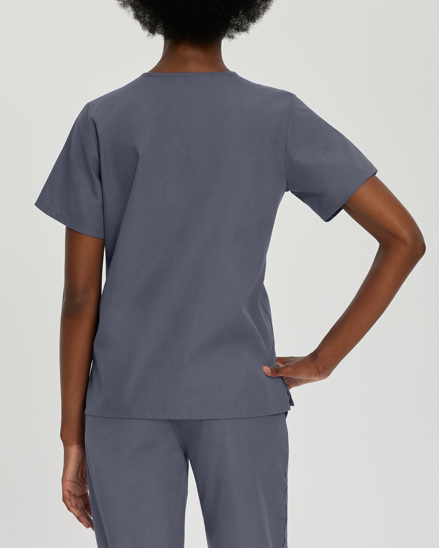 Essentials 8219 Women's 4 Pocket V Neck Scrub Top Steel Grey Image