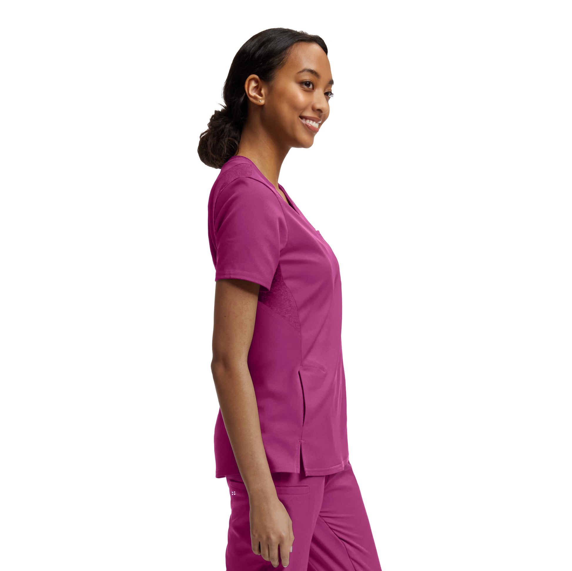 VIBE WT119 Women's 2 Pocket V Neck Scrub Top Electric Purple Image