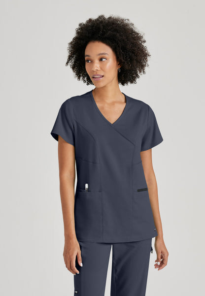 Greys Anatomy Stretch GRST001 Kim Scrub Top Steel