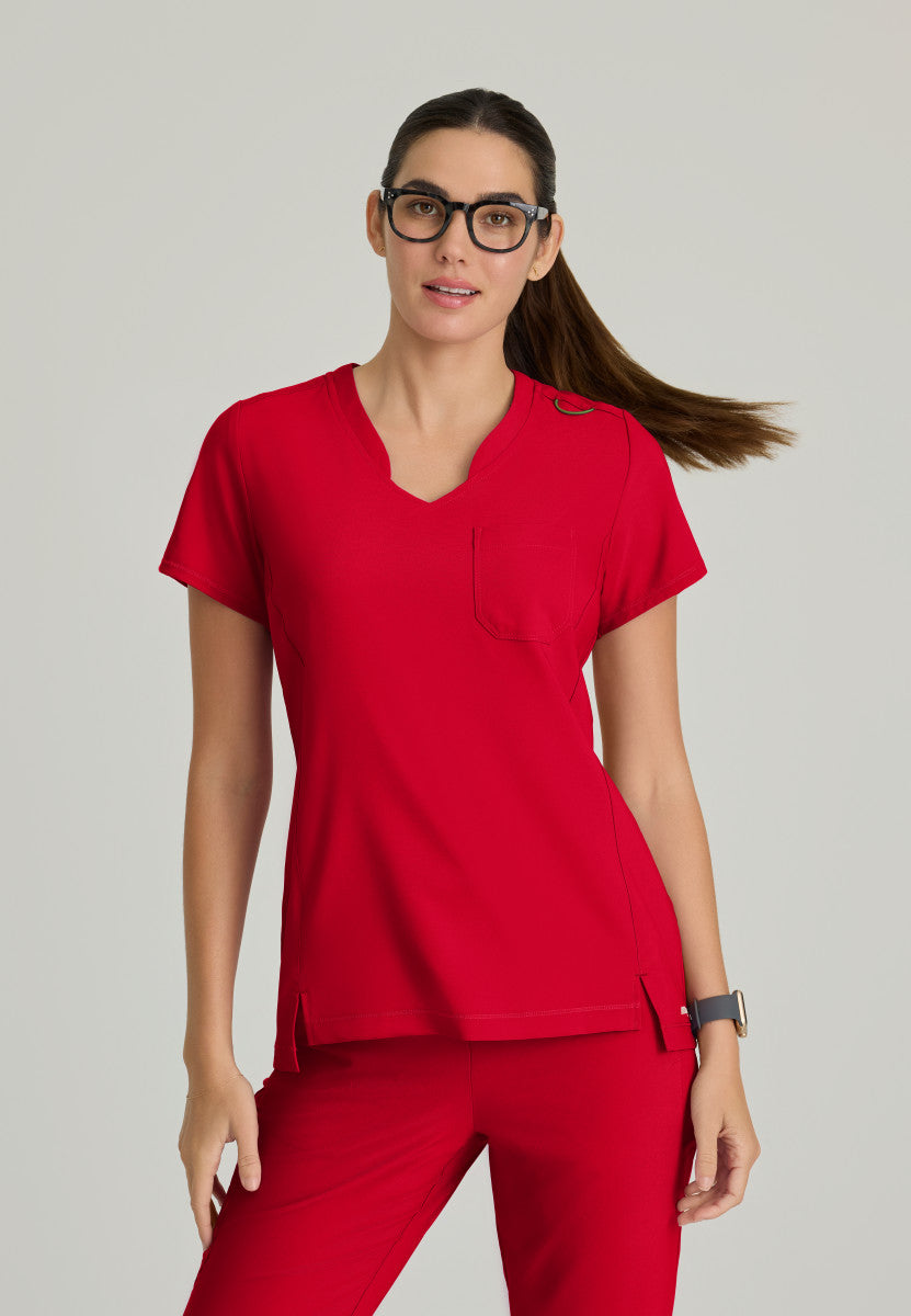 Greys Anatomy Evolve GSST181 Sway Tuck-In Scrub Top True Red