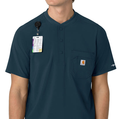 Force Cross-Flex C16310 Men's Henley Scrub Top Navy Model Image Alternate | Carhartt