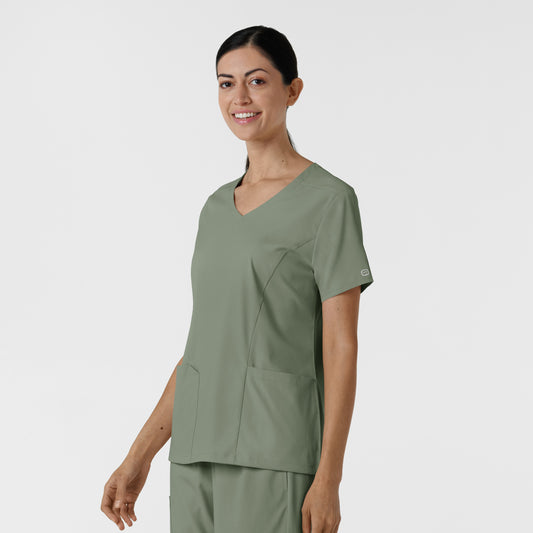 Boundless 6251 2-Pocket V-Neck Scrub Top Sage Model Image Right Side | Wink