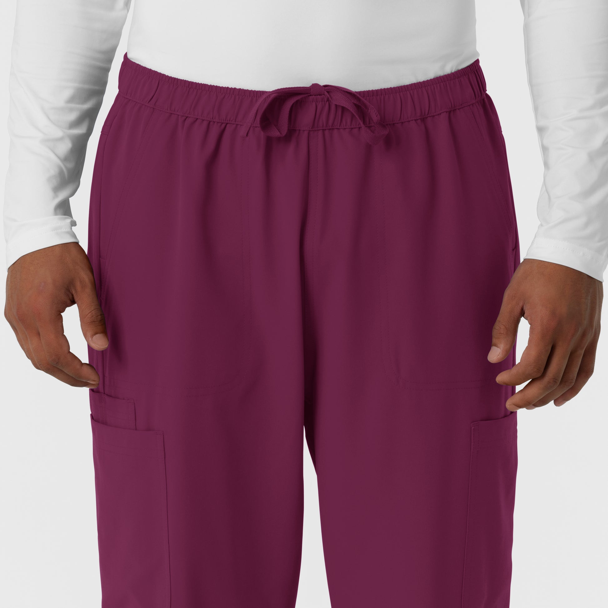 NURTUR 5380 Men's Straight Leg Cargo Scrub Pants Wine