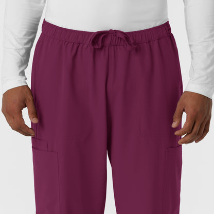 NURTUR 5380 Men's Straight Leg Cargo Scrub Pants Wine