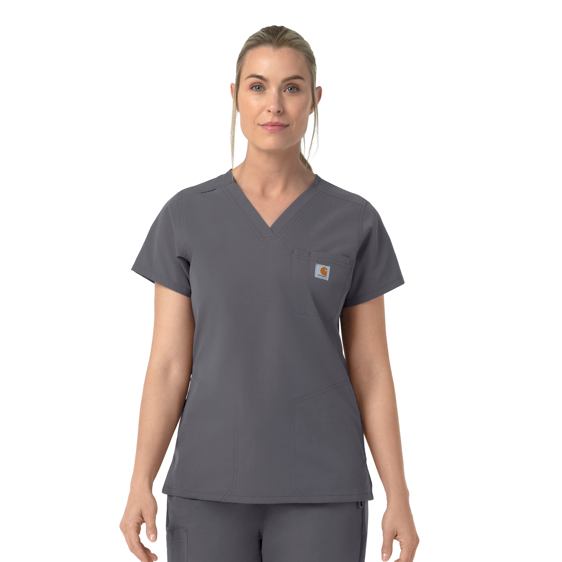 Rugged Flex C12239 Women's V-Neck Scrub Top Pewter
