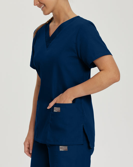 Scrub Zone 70221 Women's 3 Pocket V Neck Scrub Top Navy Image