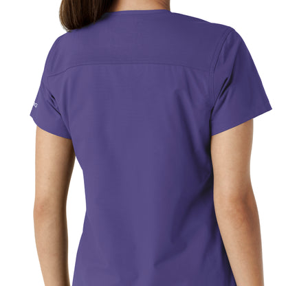 Force Essentials C12313 V-Neck Knit Panel Scrub Top Grape Model Image Alternate | Carhartt