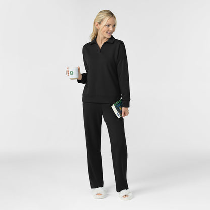 Unwind & Lounge 6189 Women's Relaxed Pullover Polo Black