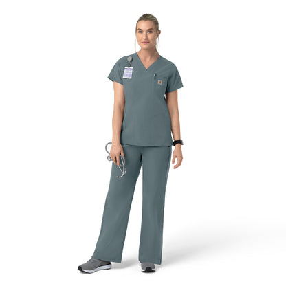 Rugged Flex C12239 Women's V-Neck Scrub Top Rolling Thunder