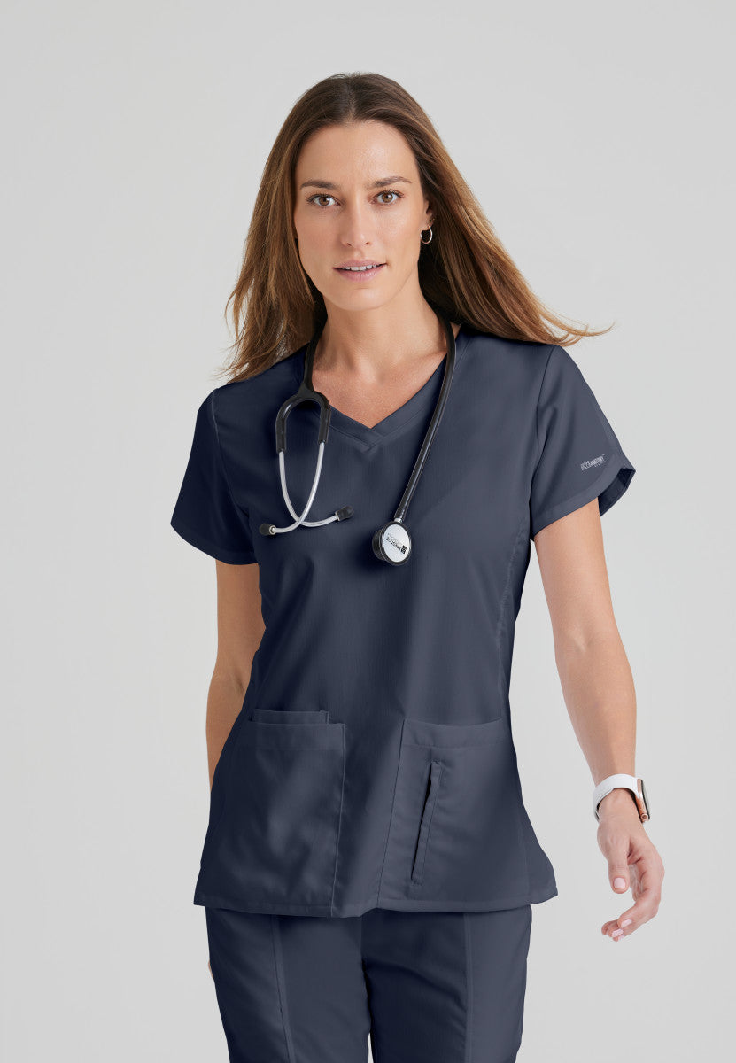 Greys Anatomy 41423 Cora Scrub Top Steel