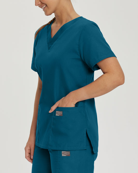 Scrub Zone 70221 Women's 3 Pocket V Neck Scrub Top Caribbean Image