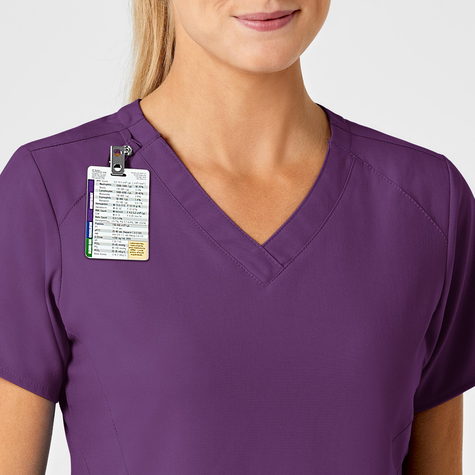 W123 6155 Stylized V-Neck Scrub Top Eggplant Model Image Alternate | Wink