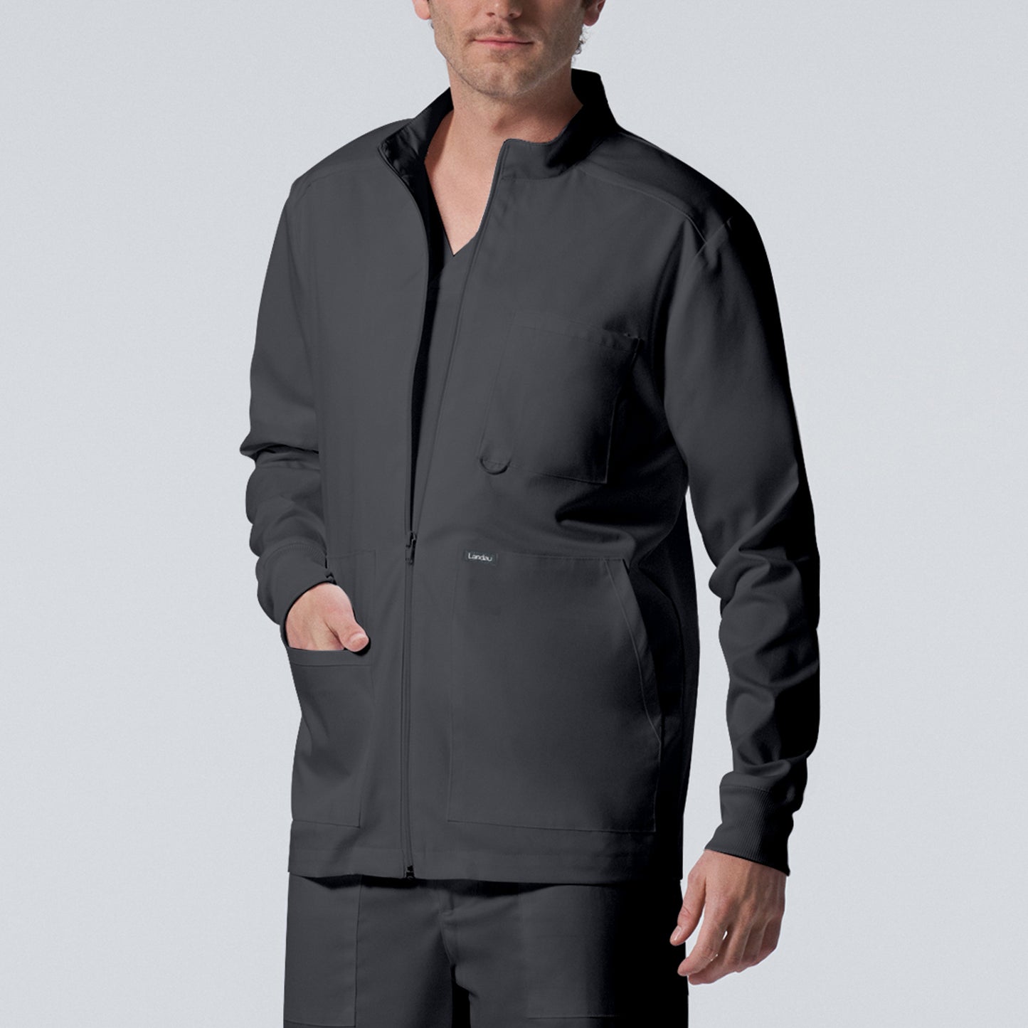 ProFlex LJ702 Men's 4 Pocket Scrub Jacket Graphite Image