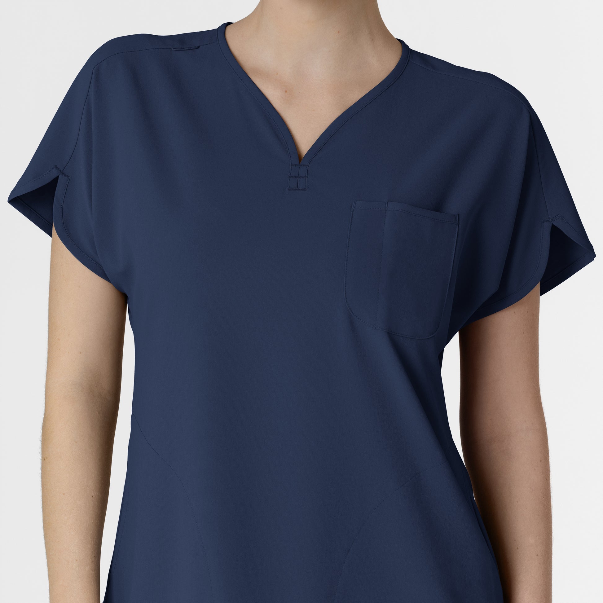 RENEW 6634 Dolman Scrub Top Navy Model Image Left Side | Wink