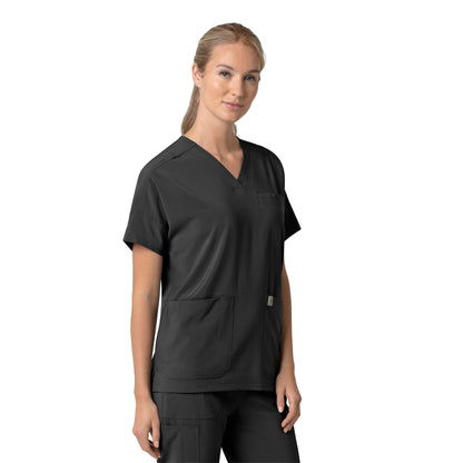 Force Cross-Flex C13110 Oversized V-Neck Scrub Top Black Model Image Right Side | Carhartt