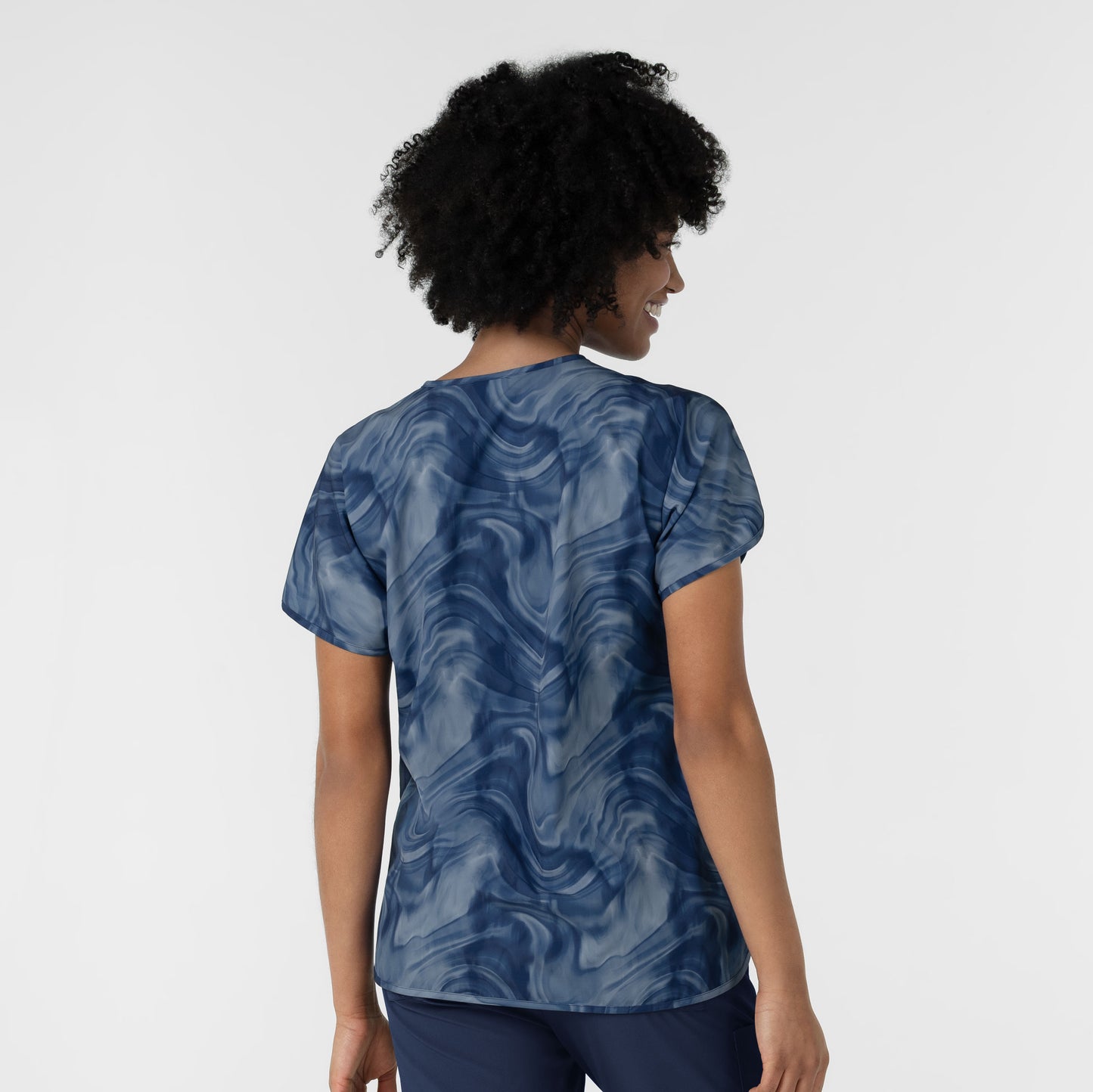 Fashion Prints 6267 Women's Dolman Print Scrub Top Dreamy Daze Navy Tonal