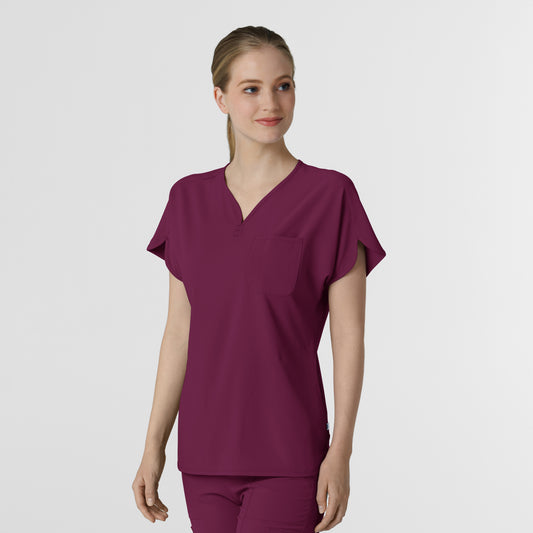 RENEW 6634 Dolman Scrub Top Wine Model Image Right Side | Wink