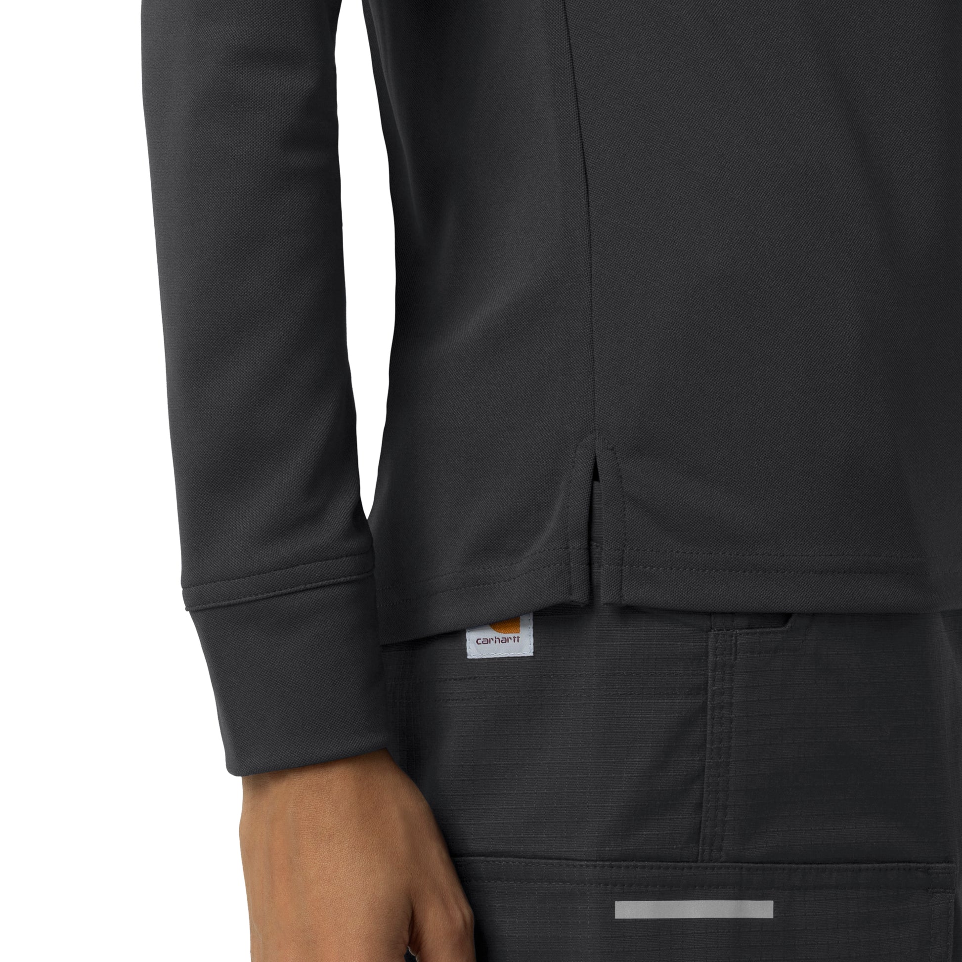 Rugged Flex C12129 Women's Heavyweight Long Sleeve Polo Scrub Top Pewter