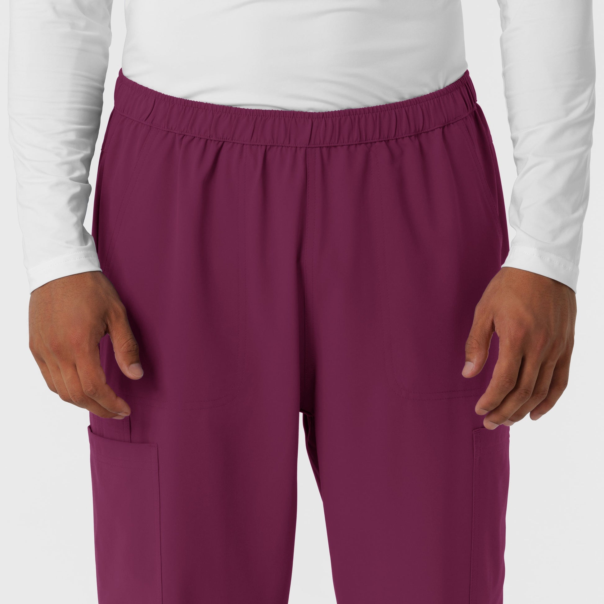 NURTUR 5380 Men's Straight Leg Cargo Scrub Pants Wine