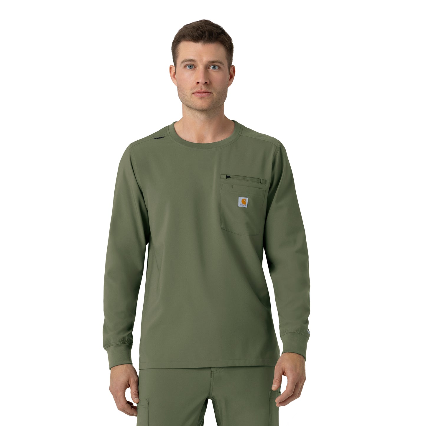 Force Cross-Flex C16610 Men's Crew Neck Long Sleeve Scrub Top Olive