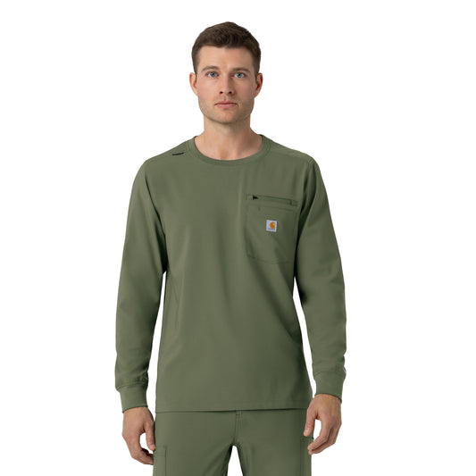 Force Cross-Flex C16610 Men's Crew Neck Long Sleeve Scrub Top Olive