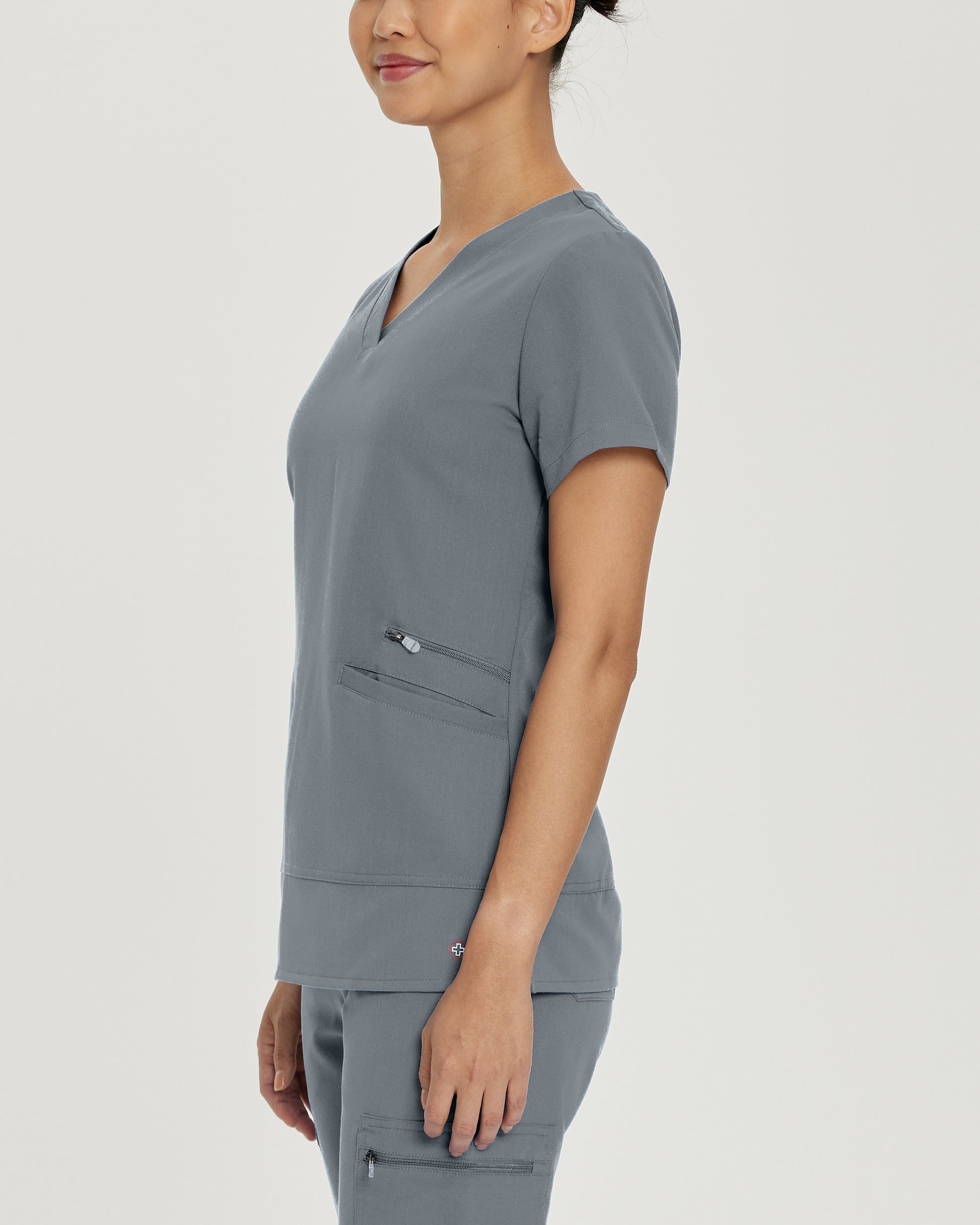 V-Tess 796 Women's 3 Pocket V Neck Scrub Top Taylor Grey Image