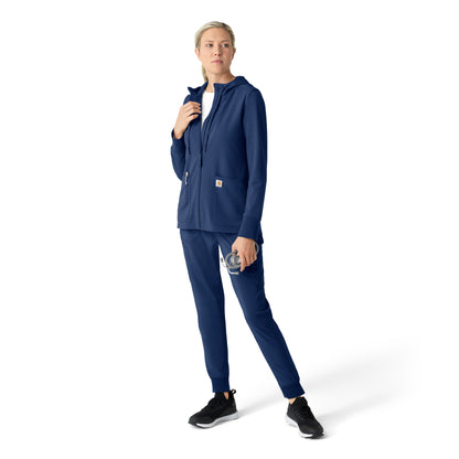 Layers C82008 Women's Full Zip Waffle Hoodie Navy