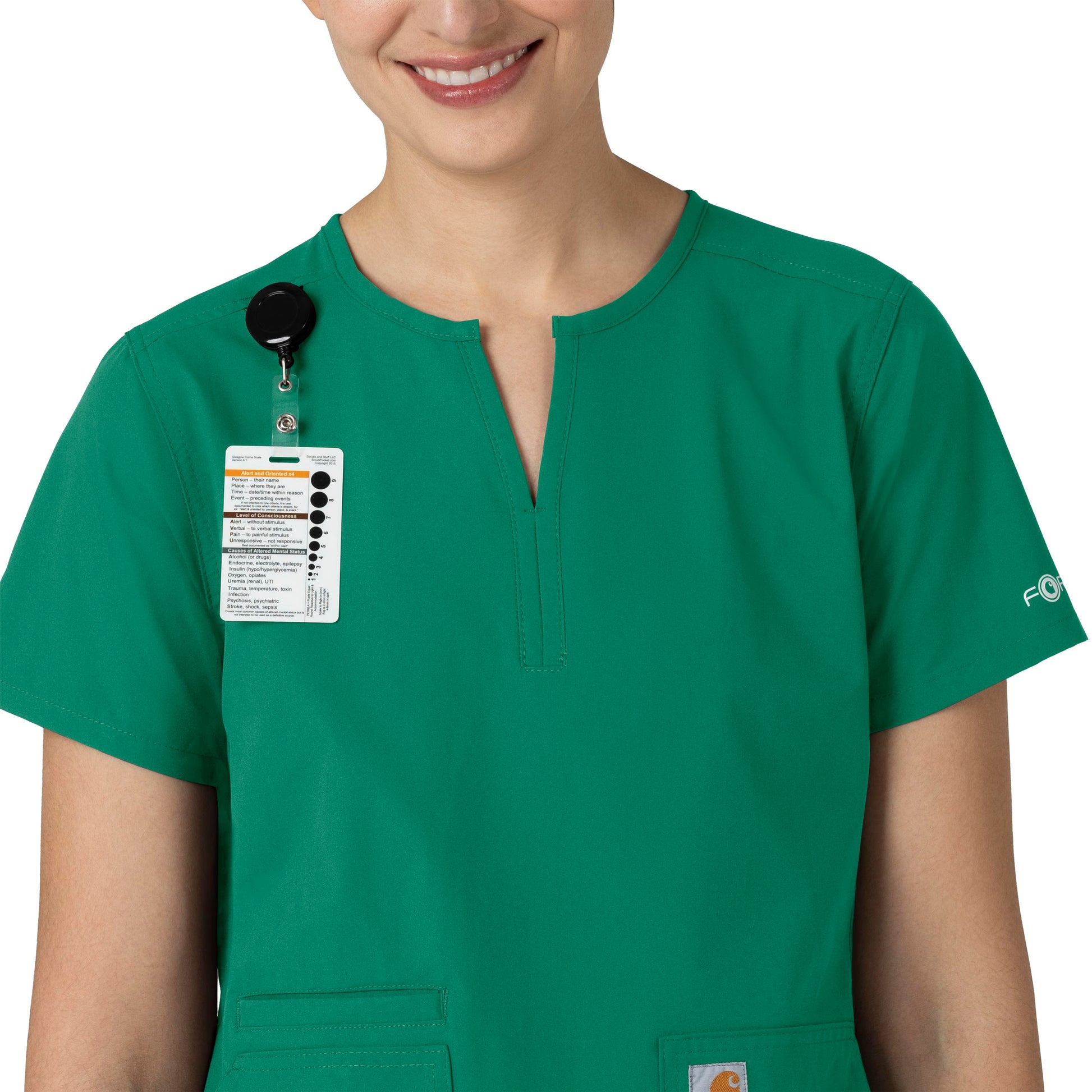 Force Essentials C12213 Notch Neck Tunic Scrub Top Hunter Model Image Alternate | Carhartt