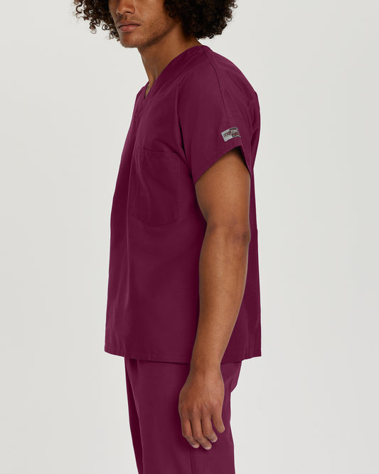 Scrub Zone 71221 Unisex 1 Pocket V Neck Scrub Top Wine Image