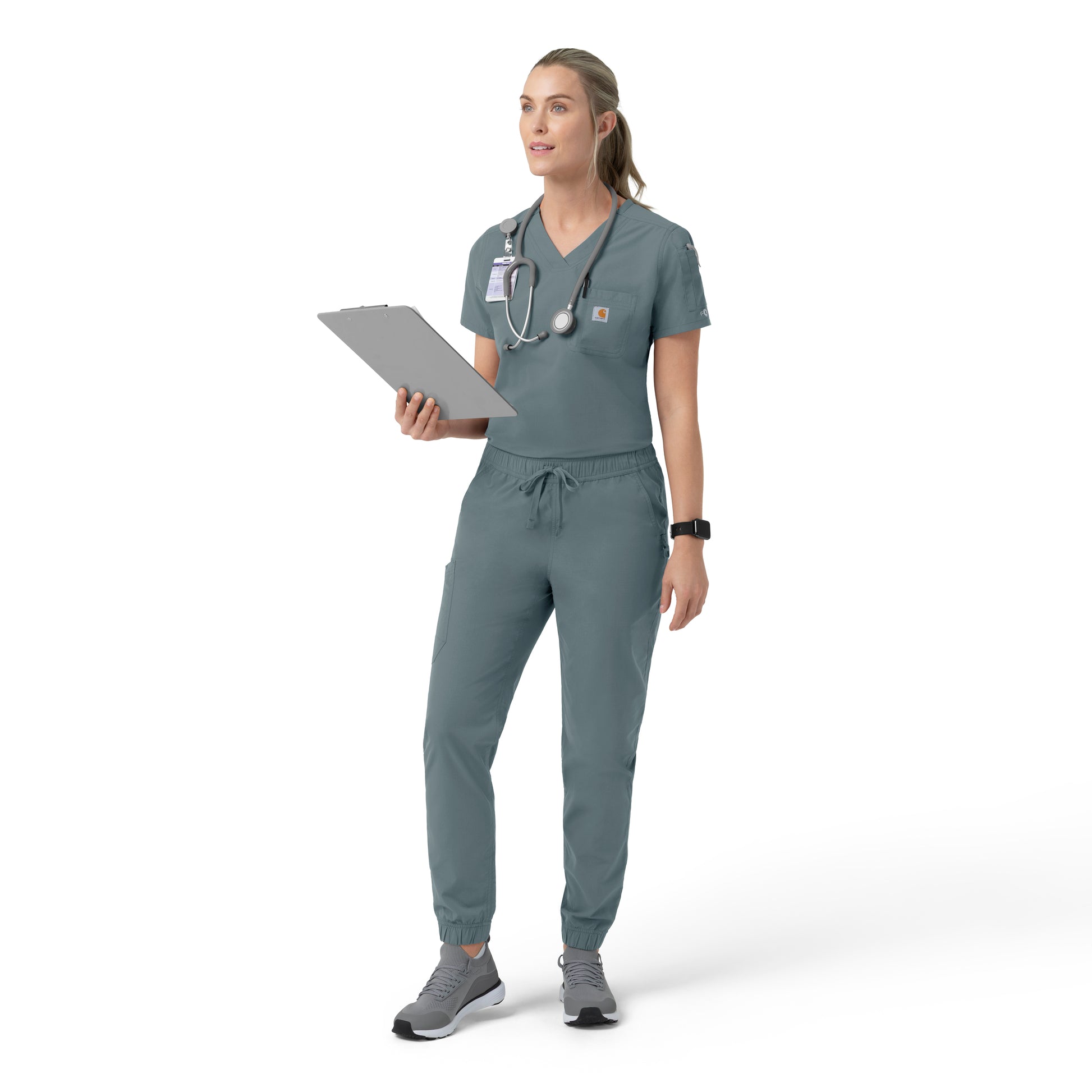 Rugged Flex C12139 Women's Tuck-in Scrub Top Rolling Thunder