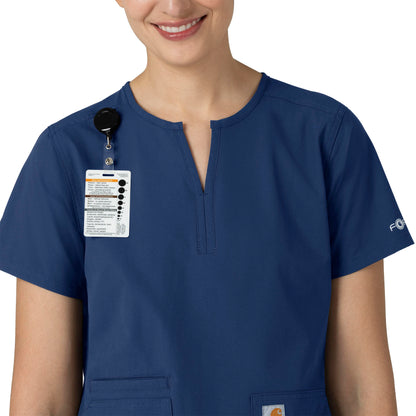 Force Essentials C12213 Notch Neck Tunic Scrub Top Navy Model Image Alternate | Carhartt