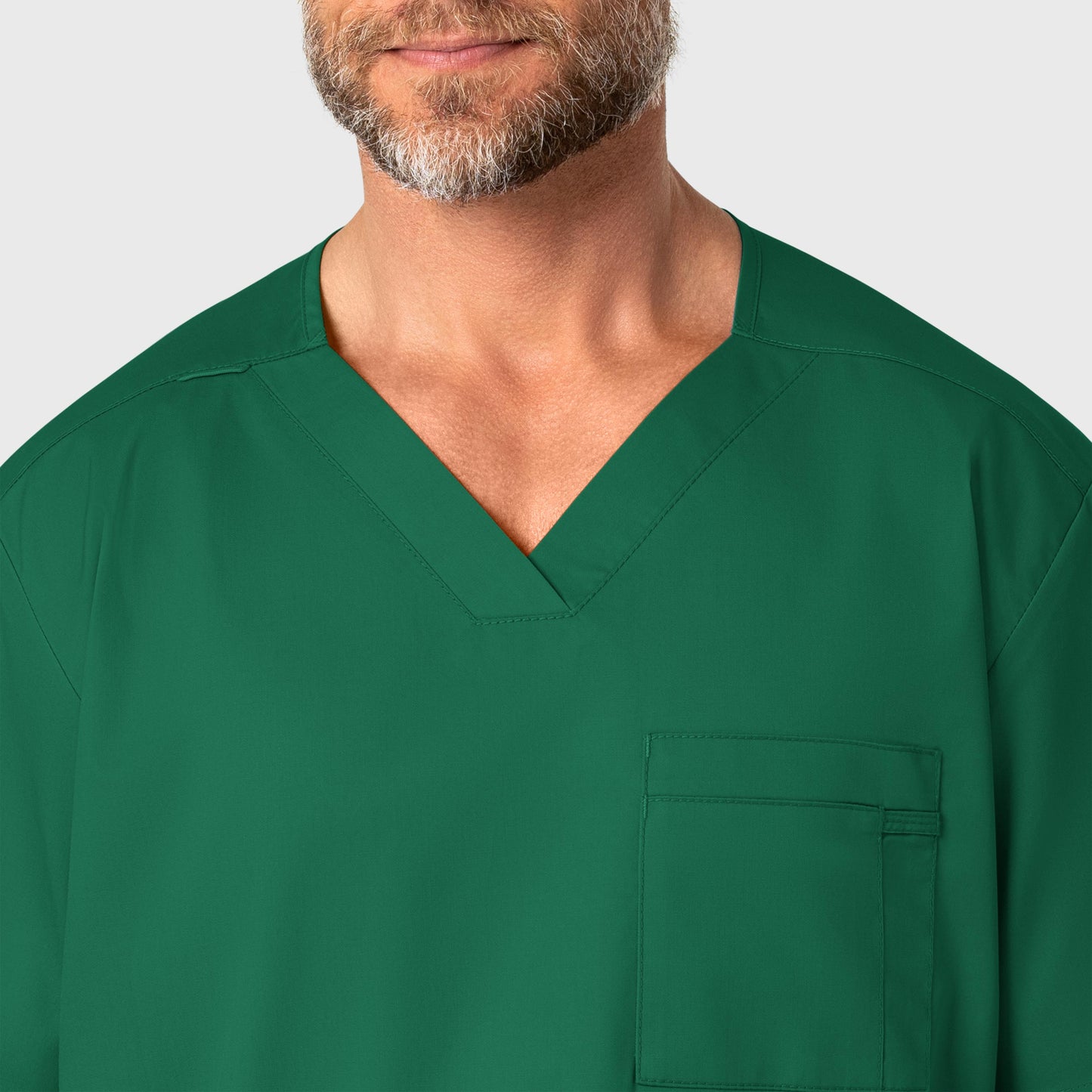 WonderWORK 103 Men's V-Neck Scrub Top Hunter Model Image Left Side | Wink