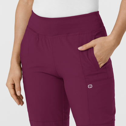 W123 5555 Comfort Waist Cargo Jogger Scrub Pants Wine Model Image Left Side | Wink