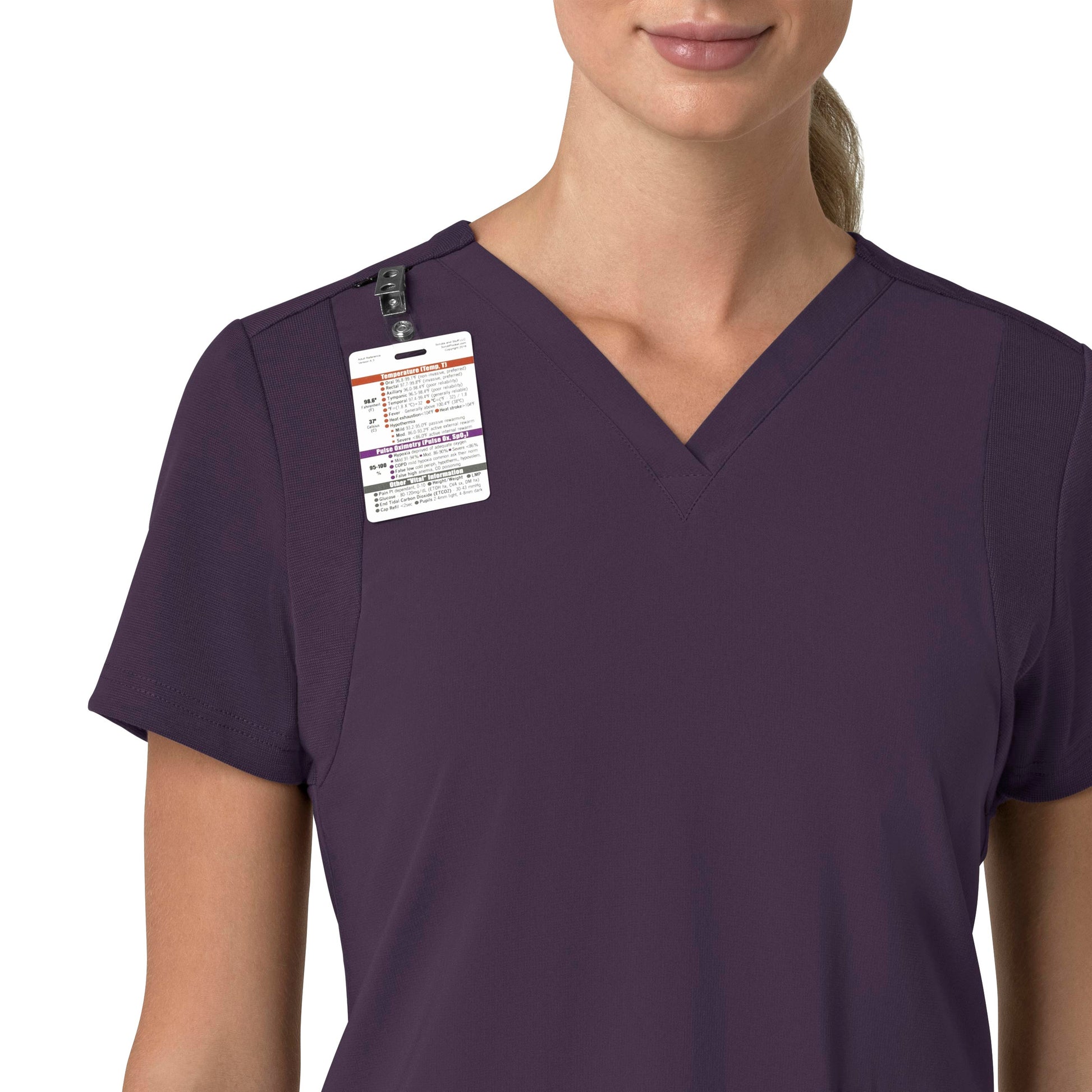 Force Cross-Flex C13210 Flex Panel V-Neck Scrub Top Black Plum Model Image Alternate | Carhartt